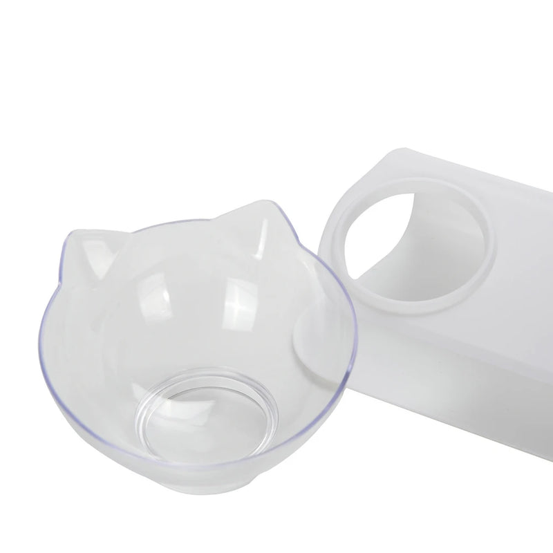 Double Cat Bowl With Stand For Small Cats Dog Kitten Elevated Non-slip Water Food Feeder Transpare Bowl Puppy Kitty Pet Supplies