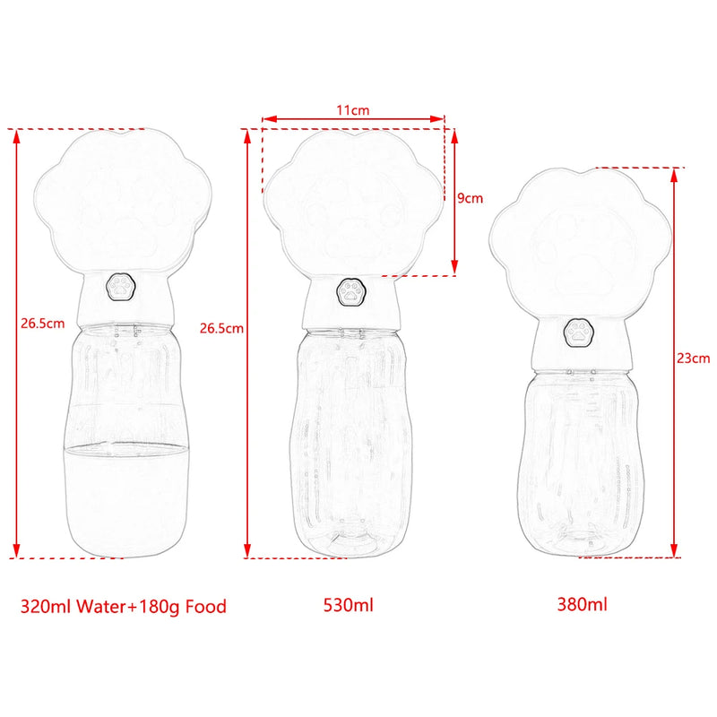 2 In 1 Large Dog Water Bottle Outdoor Travel Portable Dog Drinking Bowls For Small Big Dogs Paw Design Puppy Feeder Pet Supplies