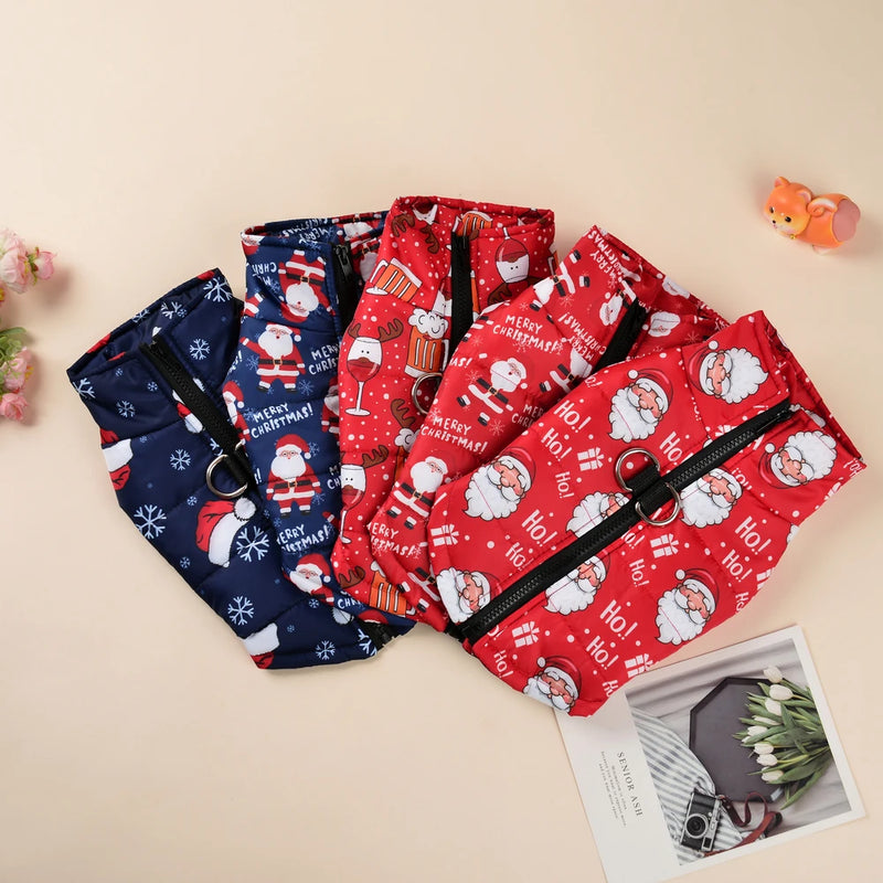 Christmas Print Dog Clothing For Small Dogs Cat Autumn Winter Warm Windproof Puppy Clothes French Bulldog Coat Yorkie Pet Jacket